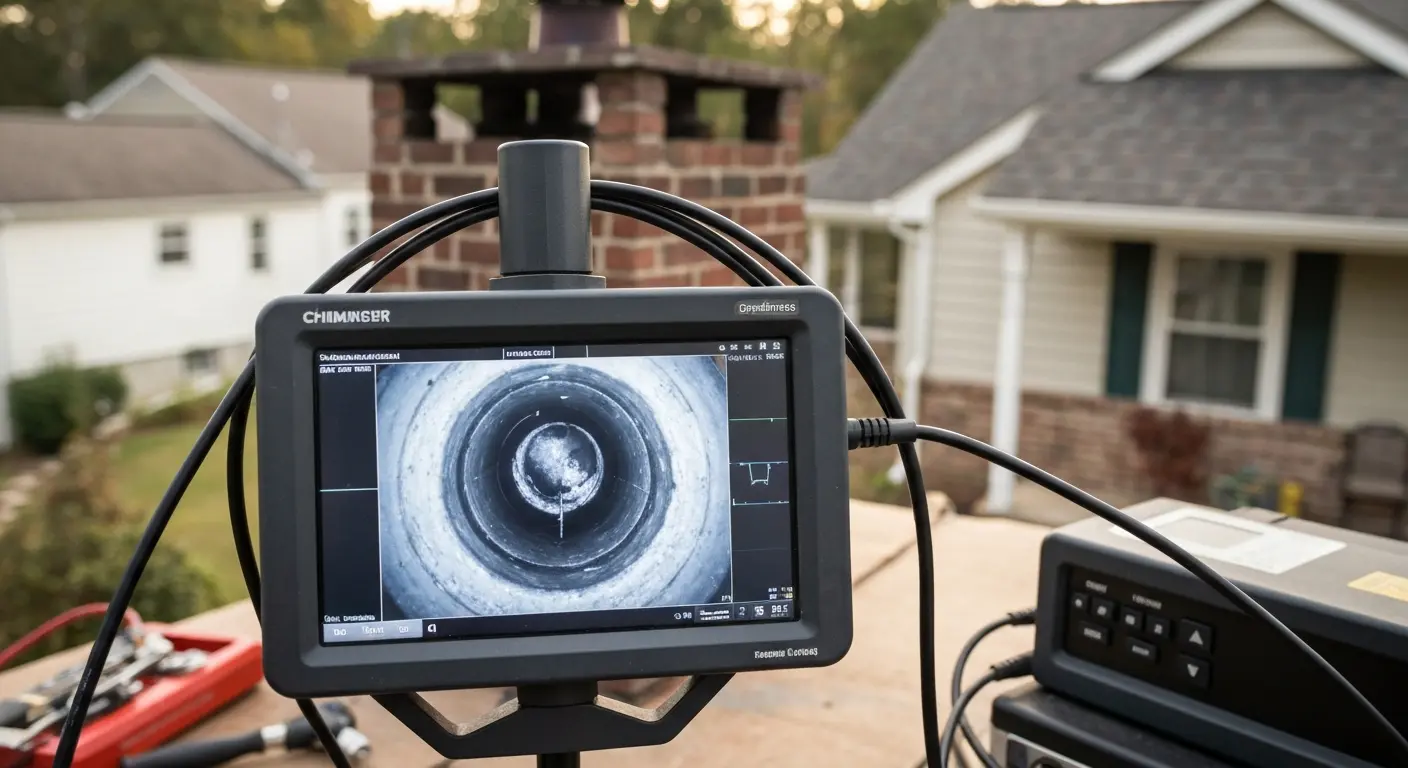 Camera inspection of chimney flue