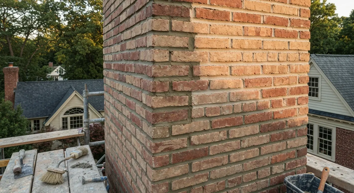 Masonry chimney repair work