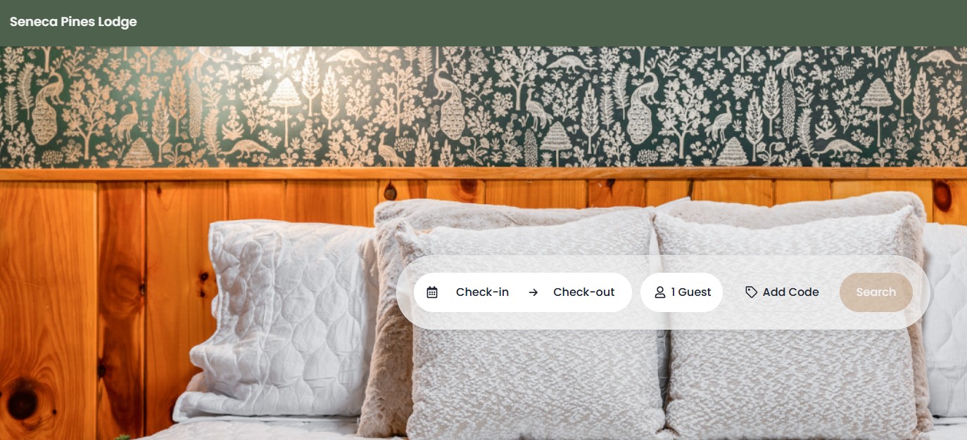 Seneca Pines Lodge direct booking website