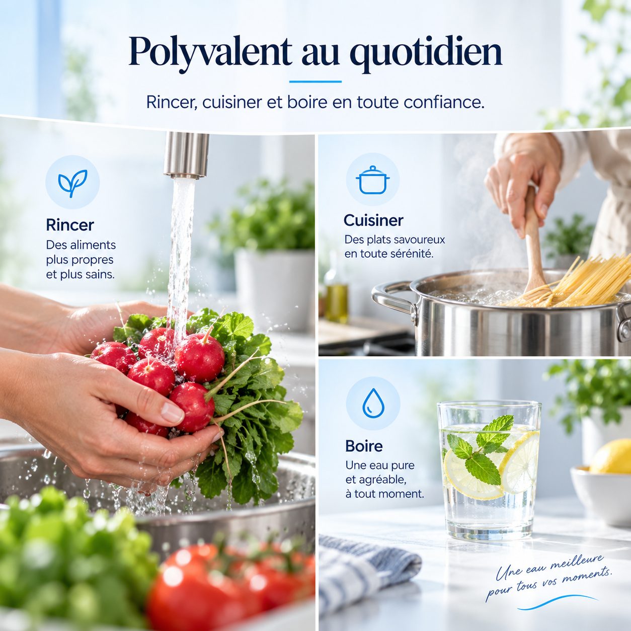 Installation compacte d'osmose inverse sous un évier de cuisine