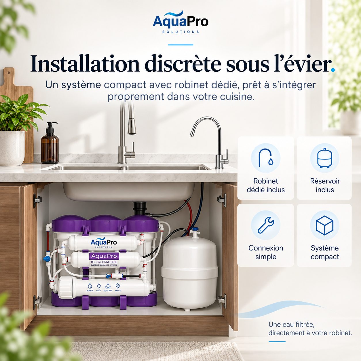 Osmose inverse sous évier pour eau à boire filtrée