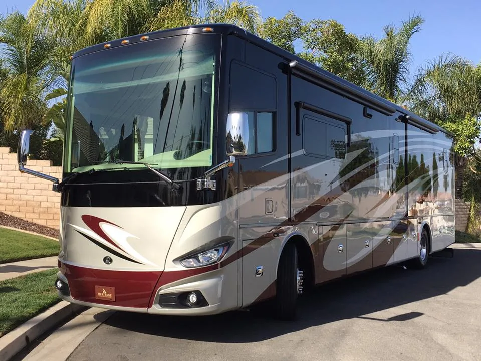 Heritage Class A motorhome RV washed and waxed on-site by Pacific Coast Detailing