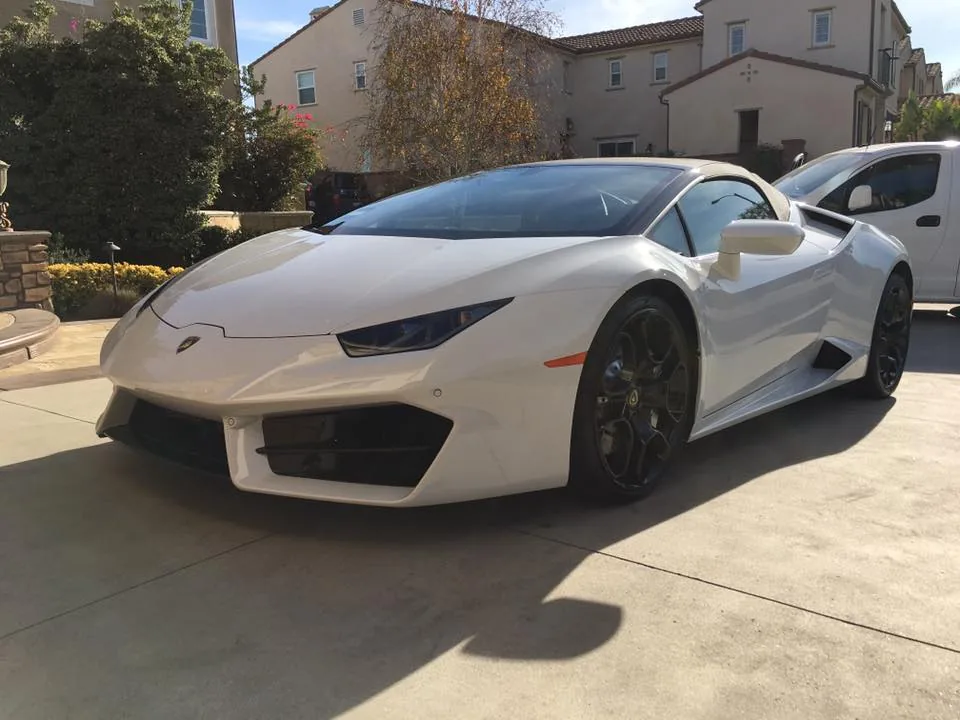 Pearl White Lamborghini Huracan Spyder detailed with Gtechniq ceramic coating
