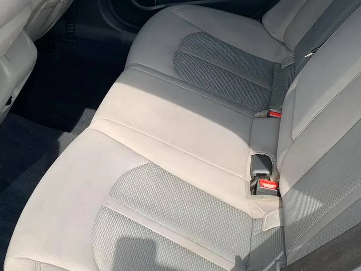 After: Rear cloth seat before and after heated shampoo stain extraction