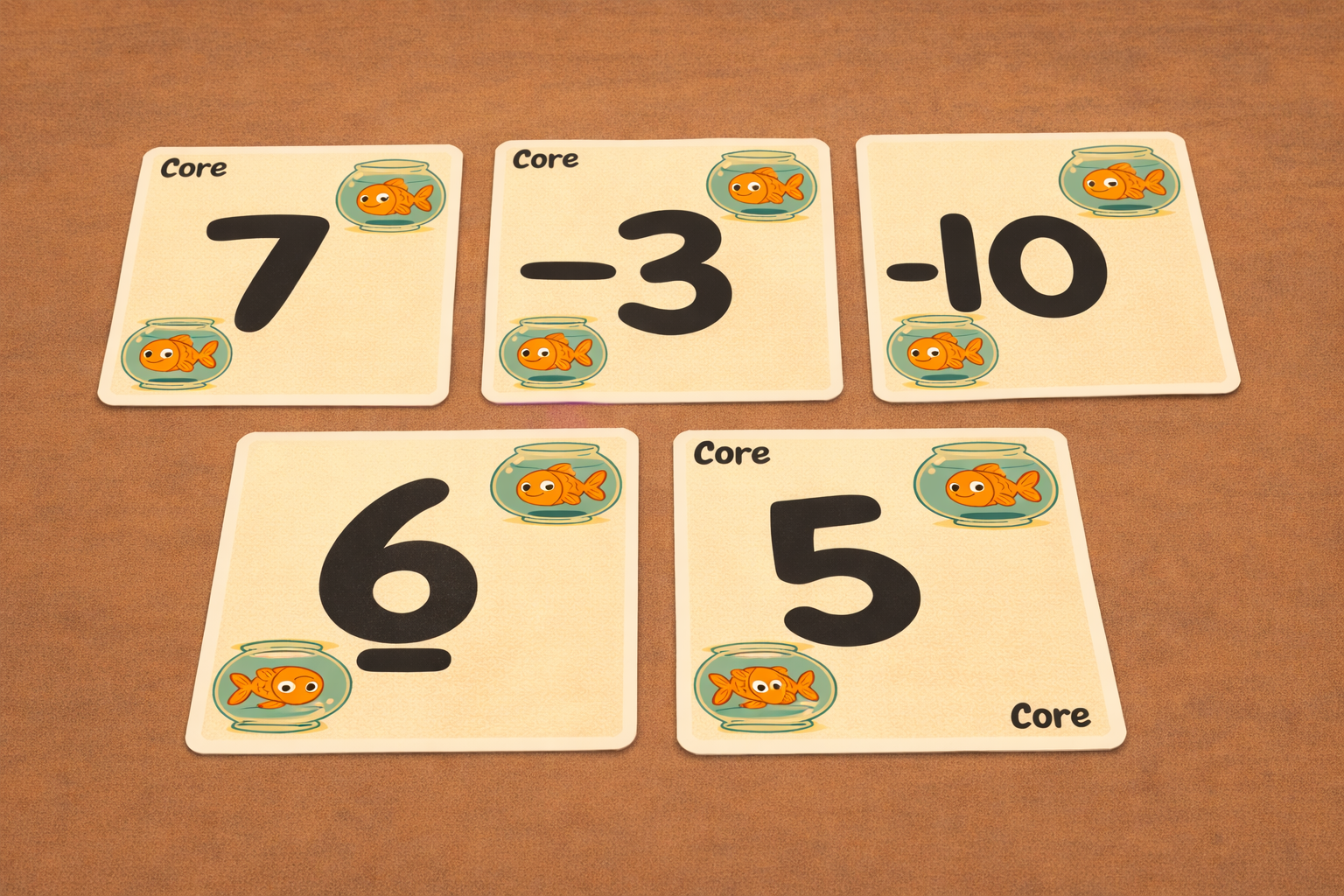 Each character has 16 Number Cards marked with 'Core', separate these and place them in front you. Of the remaining number cards that aren't marked with 'Core', select 6 of them. Add these 6 cards to the core cards you separated a moment ago.