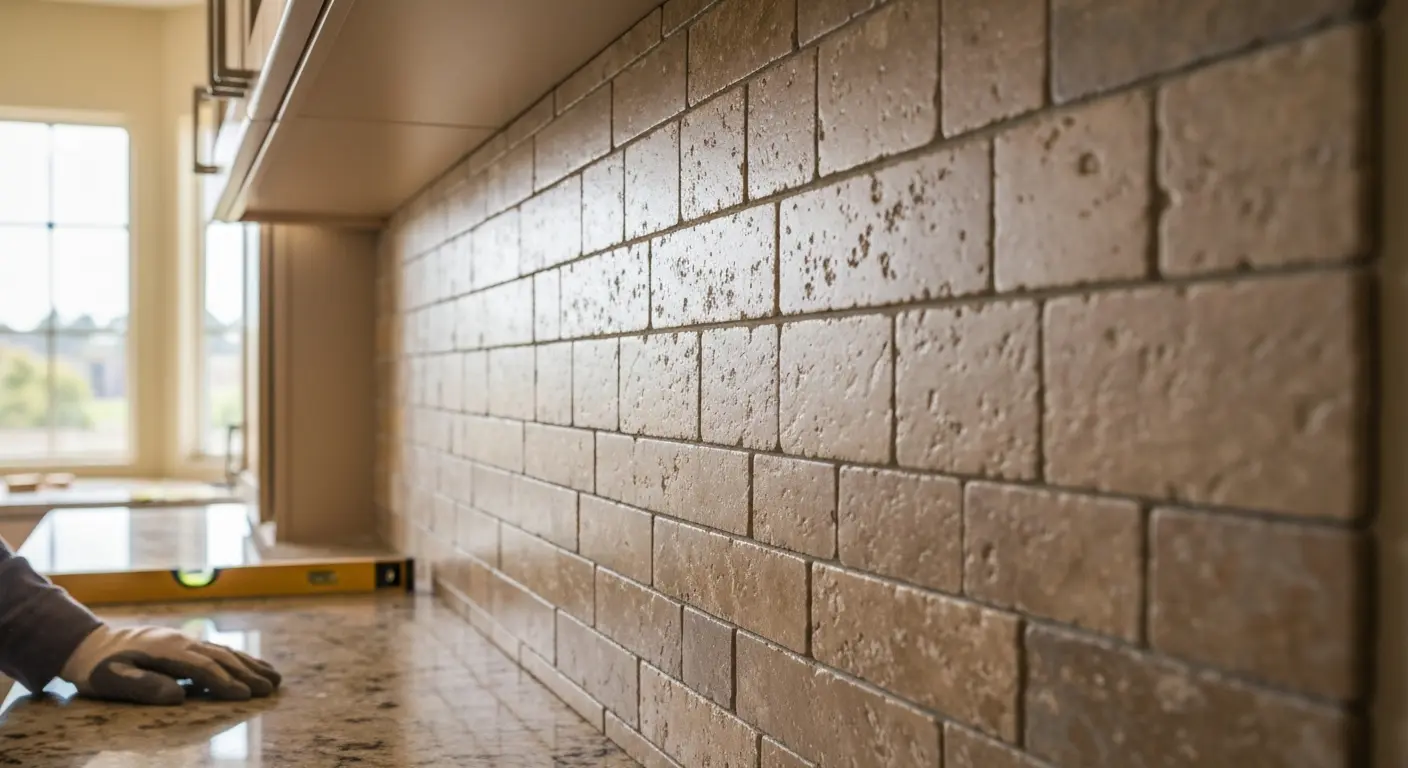 Stone tile backsplash