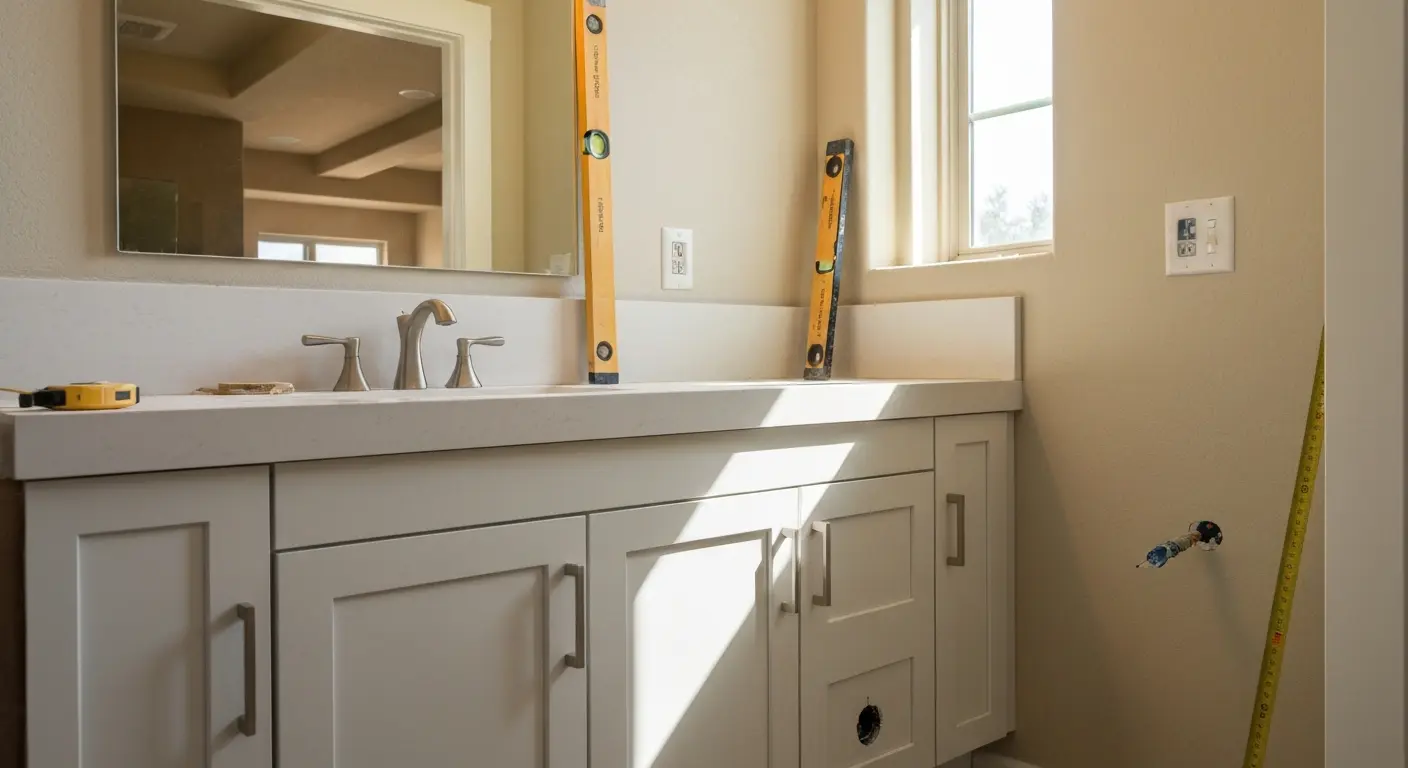 Single bathroom vanity installation