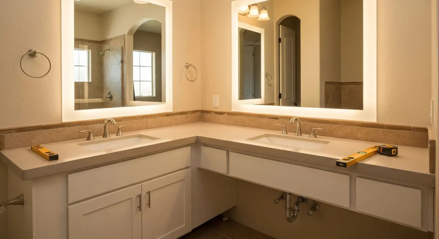Double bathroom vanity installation