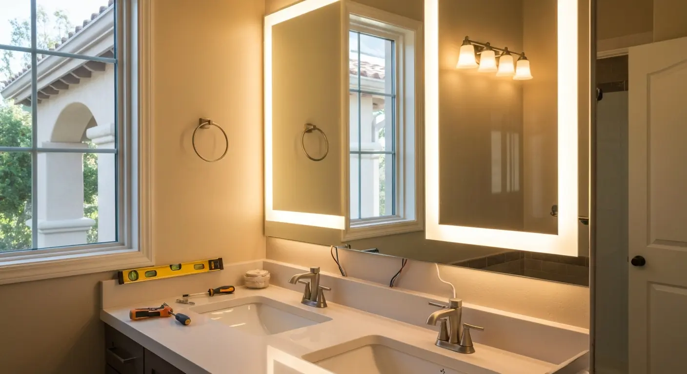 Bathroom vanity lighting installation