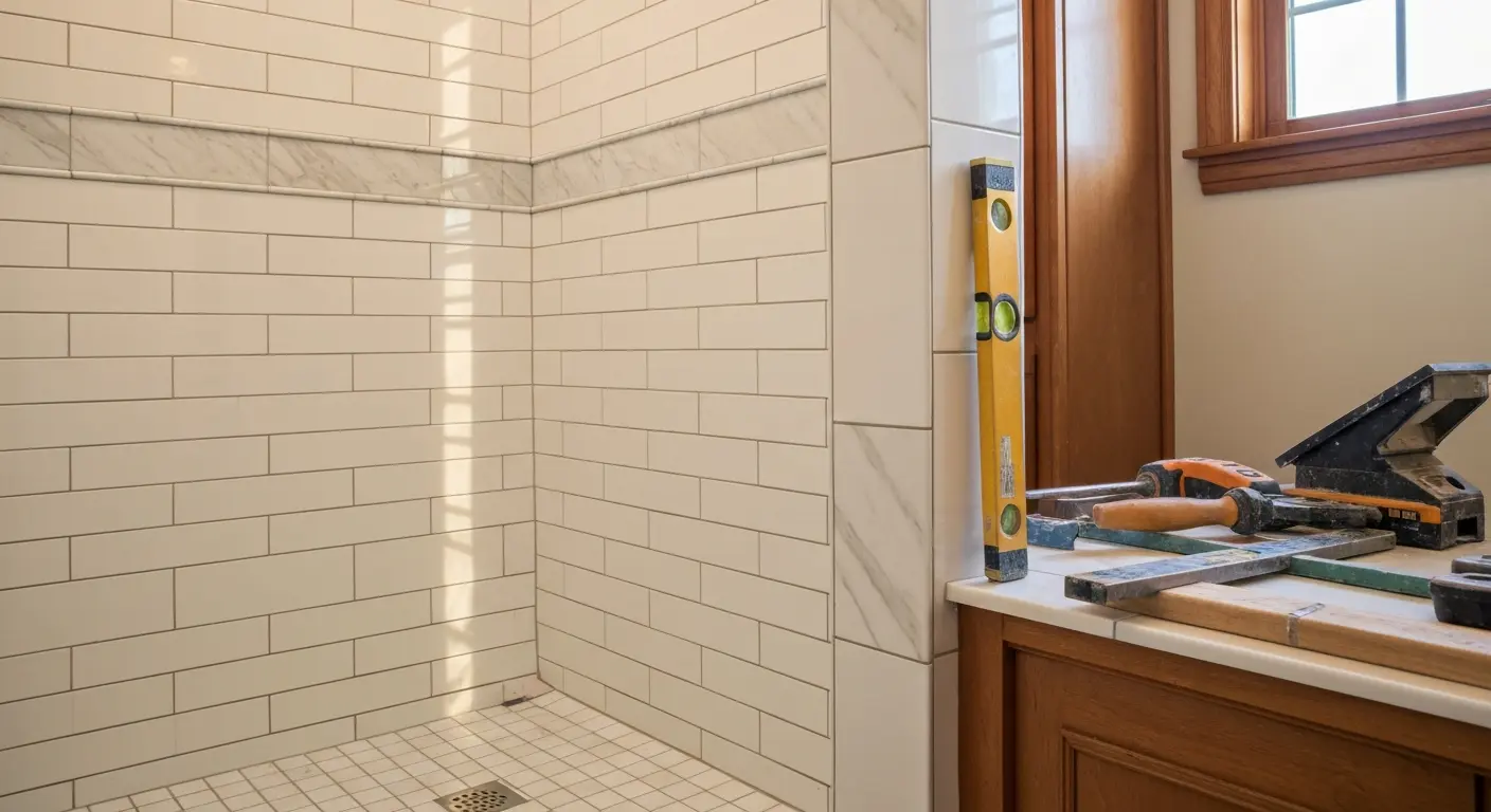 Custom tile shower with accent pattern
