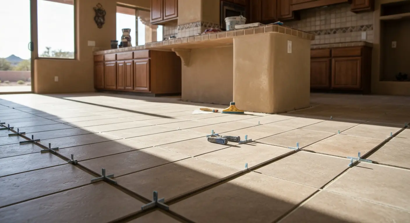 Kitchen tile flooring installation