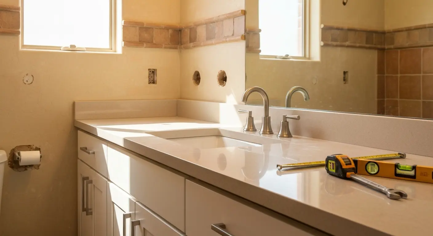 Custom bathroom vanity installation