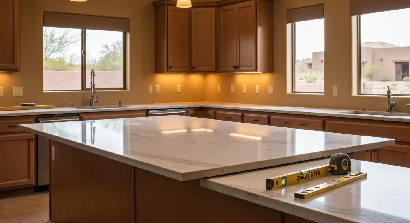 Kitchen island with countertop installation