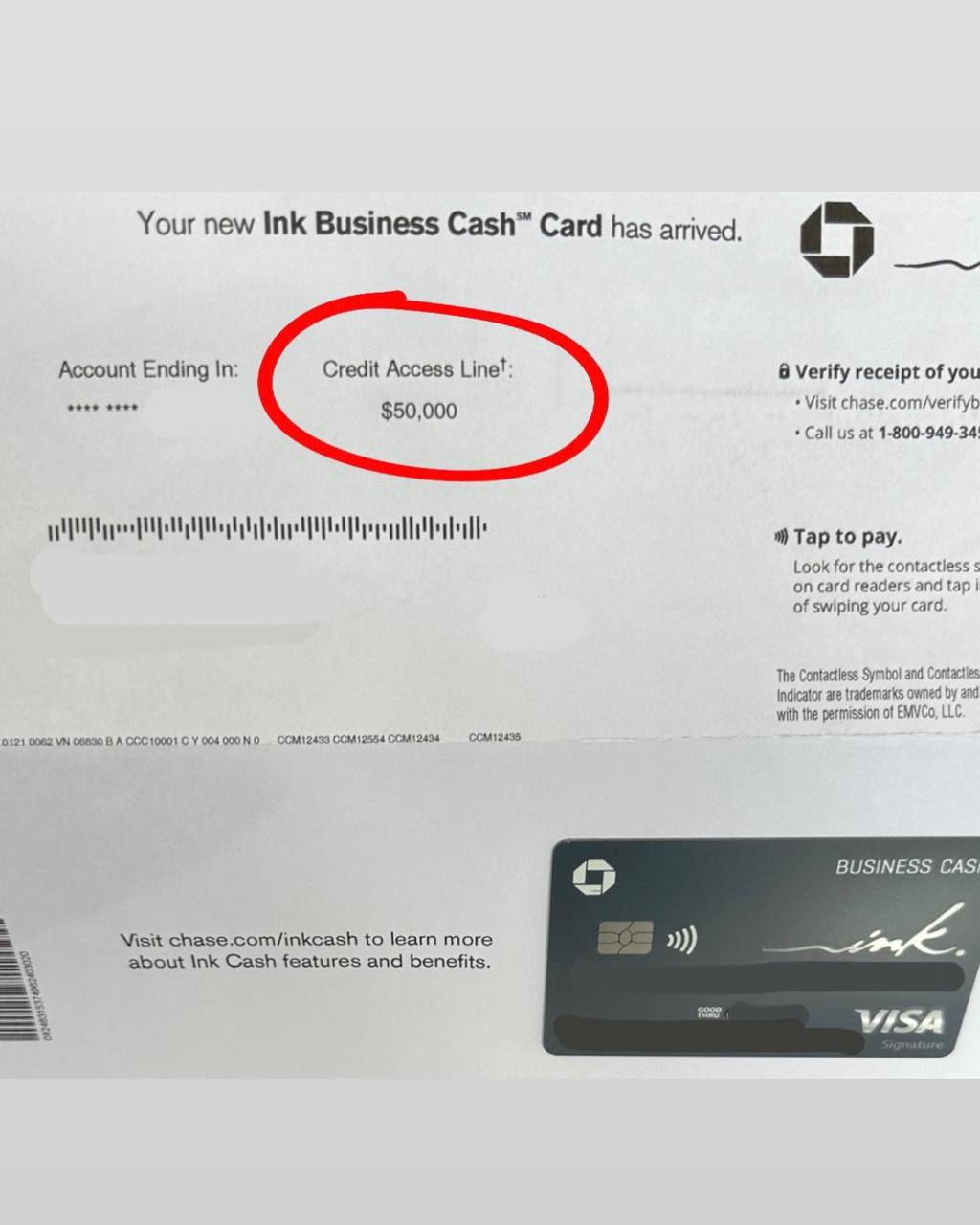Chase Ink Business Cash $50K approval