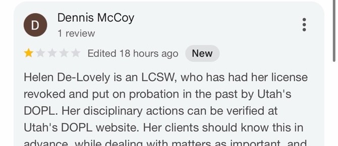 The same one-star review by Dennis McCoy re-posted on June 19, 2026, marked Edited 18 hours ago and New.
