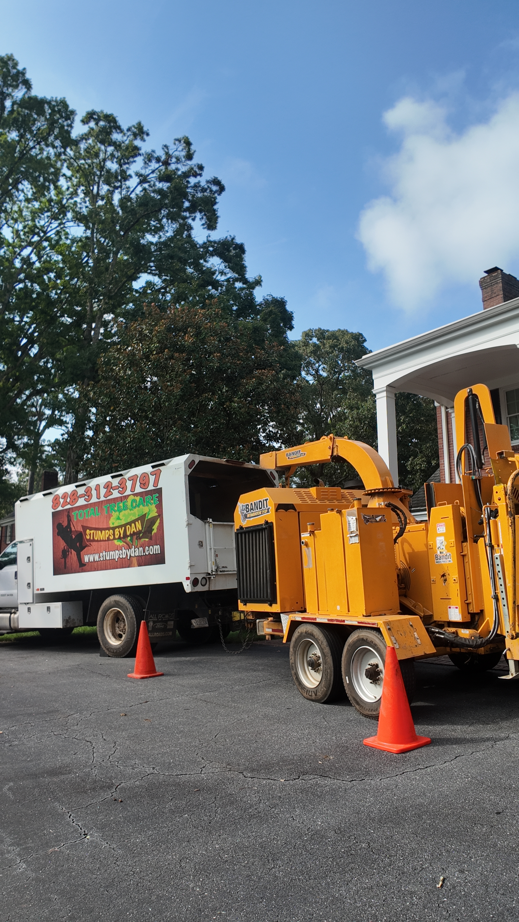Chipper and equipment on site
