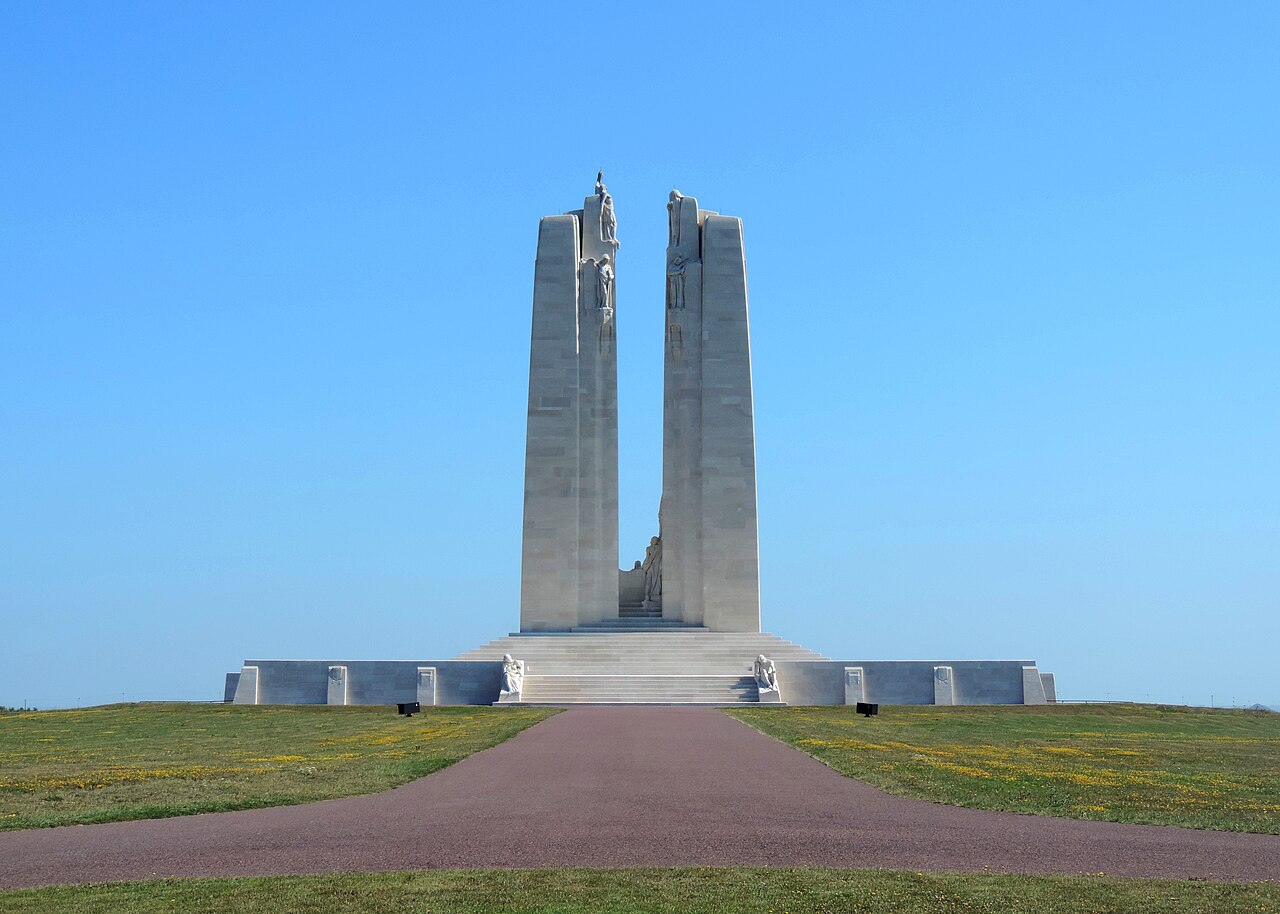 Canadian National Vimy Memorial in France commemorating soldiers killed during the World War I Battle of Vimy Ridge in 1917.