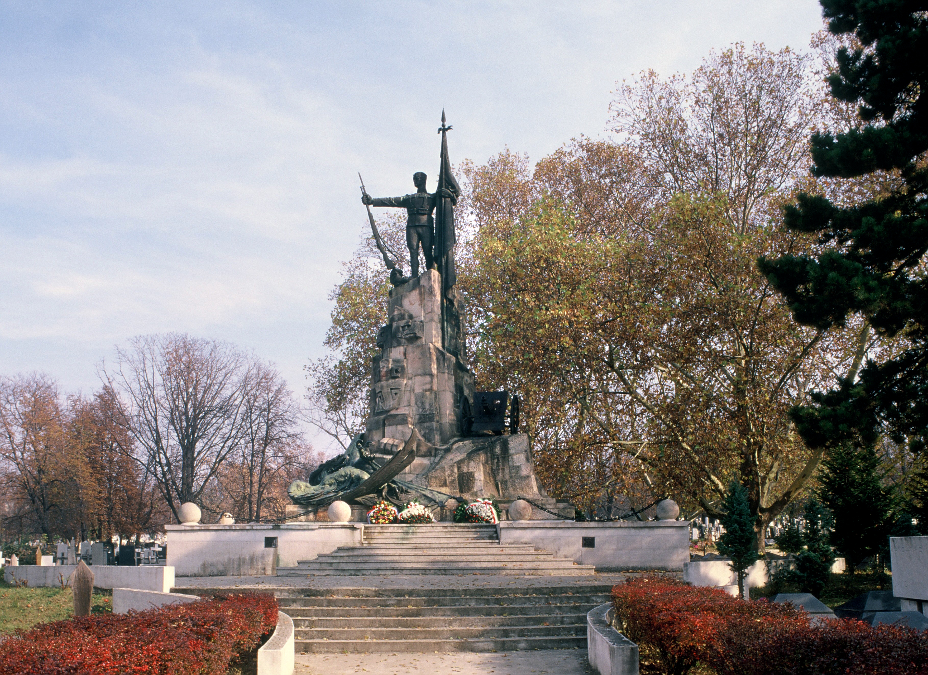Memorial Ossuary to the Defenders of Belgrade 1914–1918 at Belgrade New Cemetery in Serbia, commemorating those who died defending the Serbian capital during the First World War. Memorial Ossuary to the Defenders of Belgrade 1914–1918 at Belgrade New Cemetery in Serbia, commemorating those who died defending the Serbian capital during the First World War.