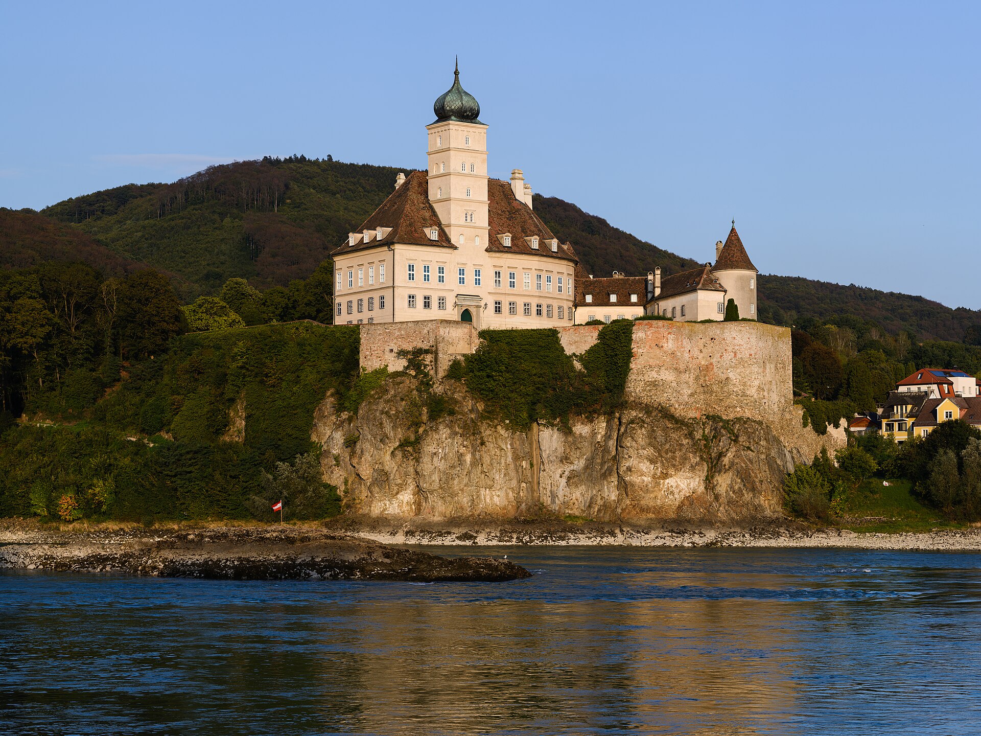 Schönbühel Castle overlooking the Danube River in Lower Austria, a historic sight along a European river cruise route.