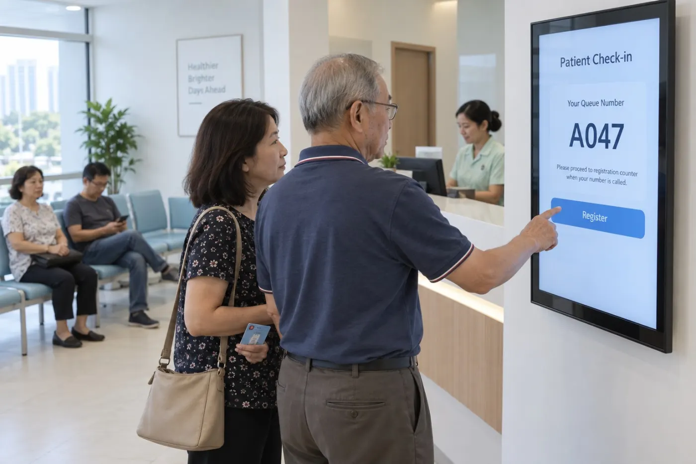 Patient check-in kiosk at a clinic