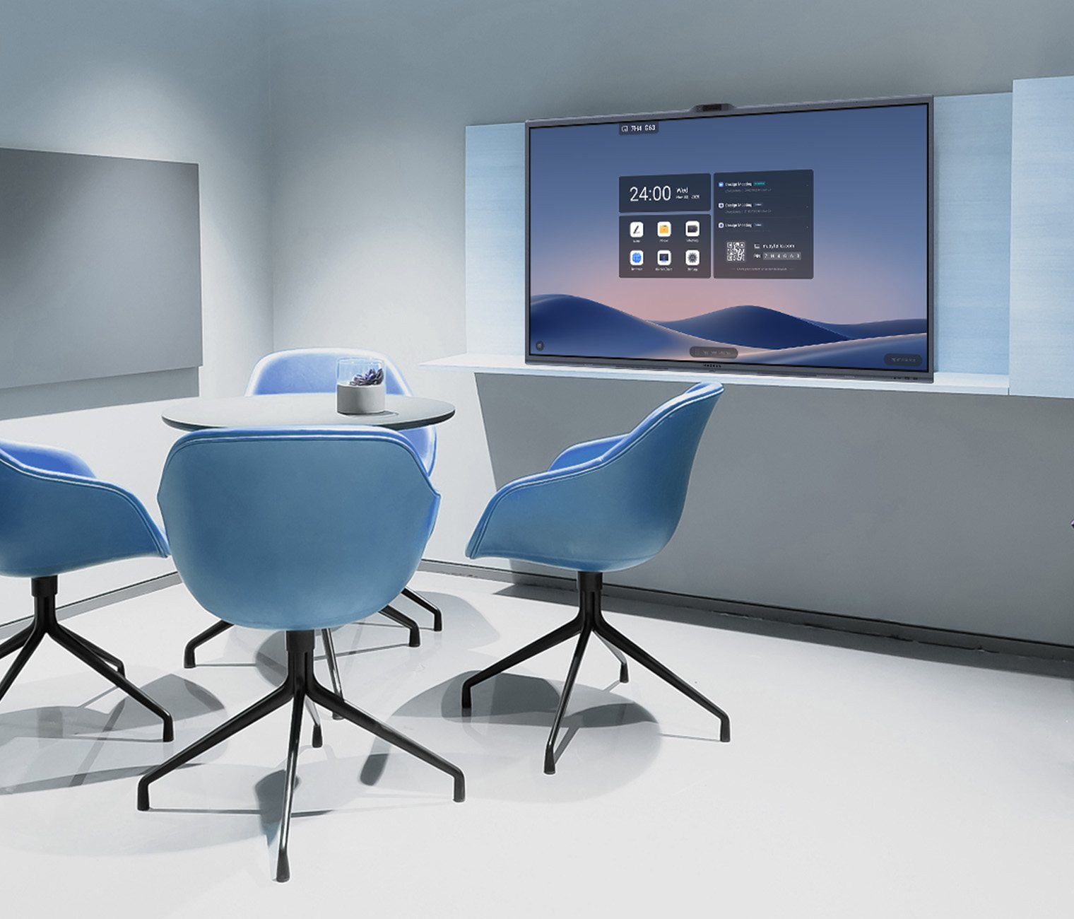 Huddle room with an interactive flat panel