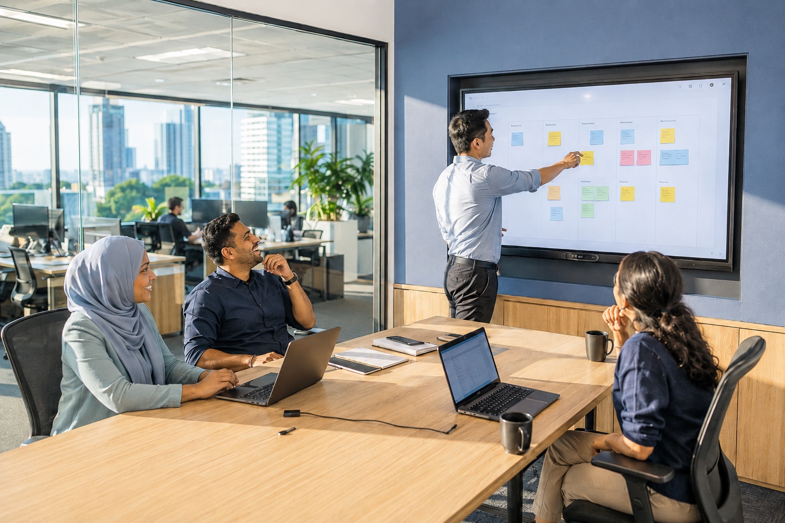 Corporate Offices with an interactive flat panel