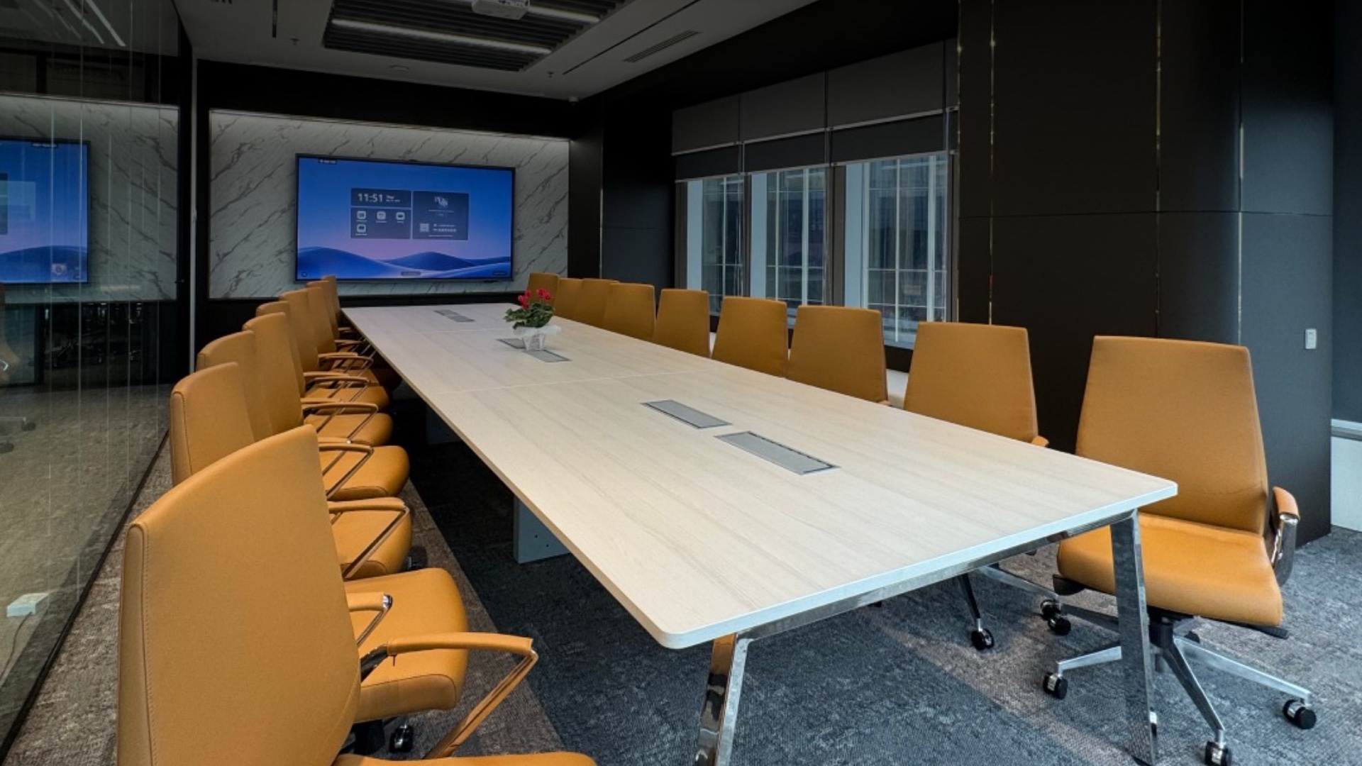Boardroom with an interactive flat panel