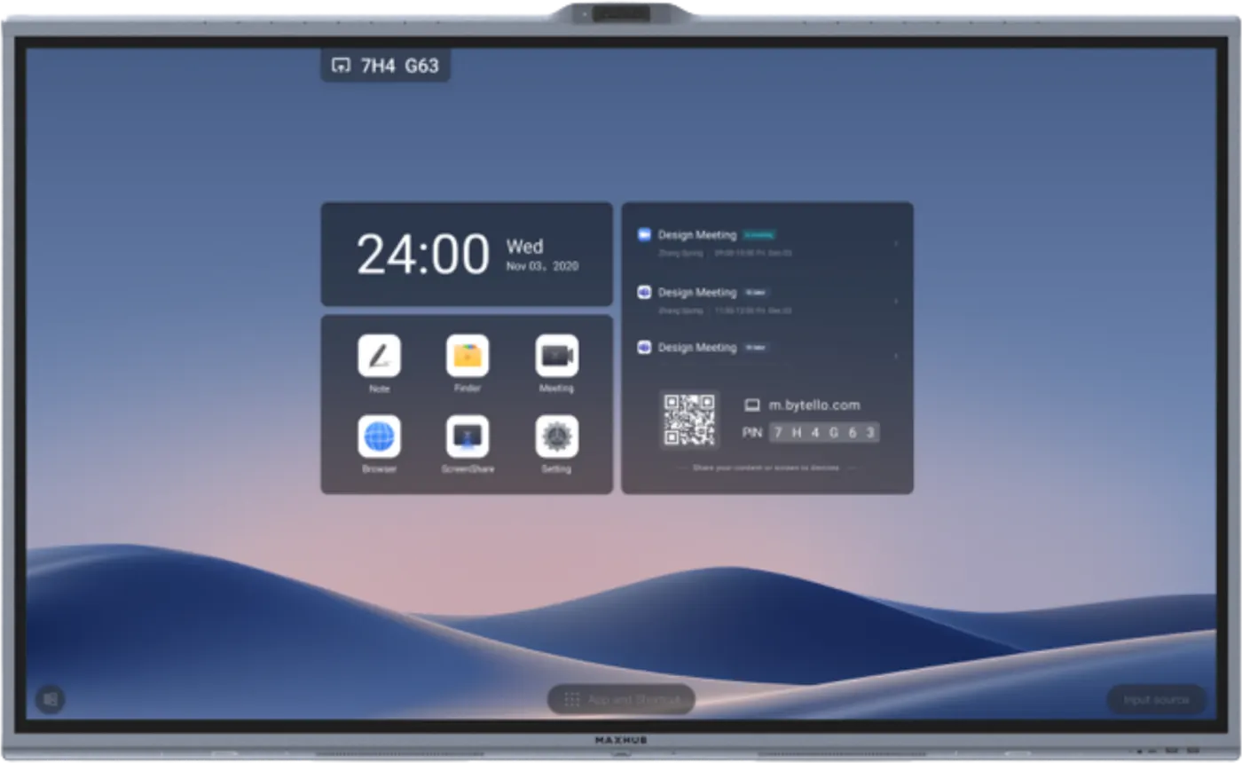 Interactive flat panel, front view
