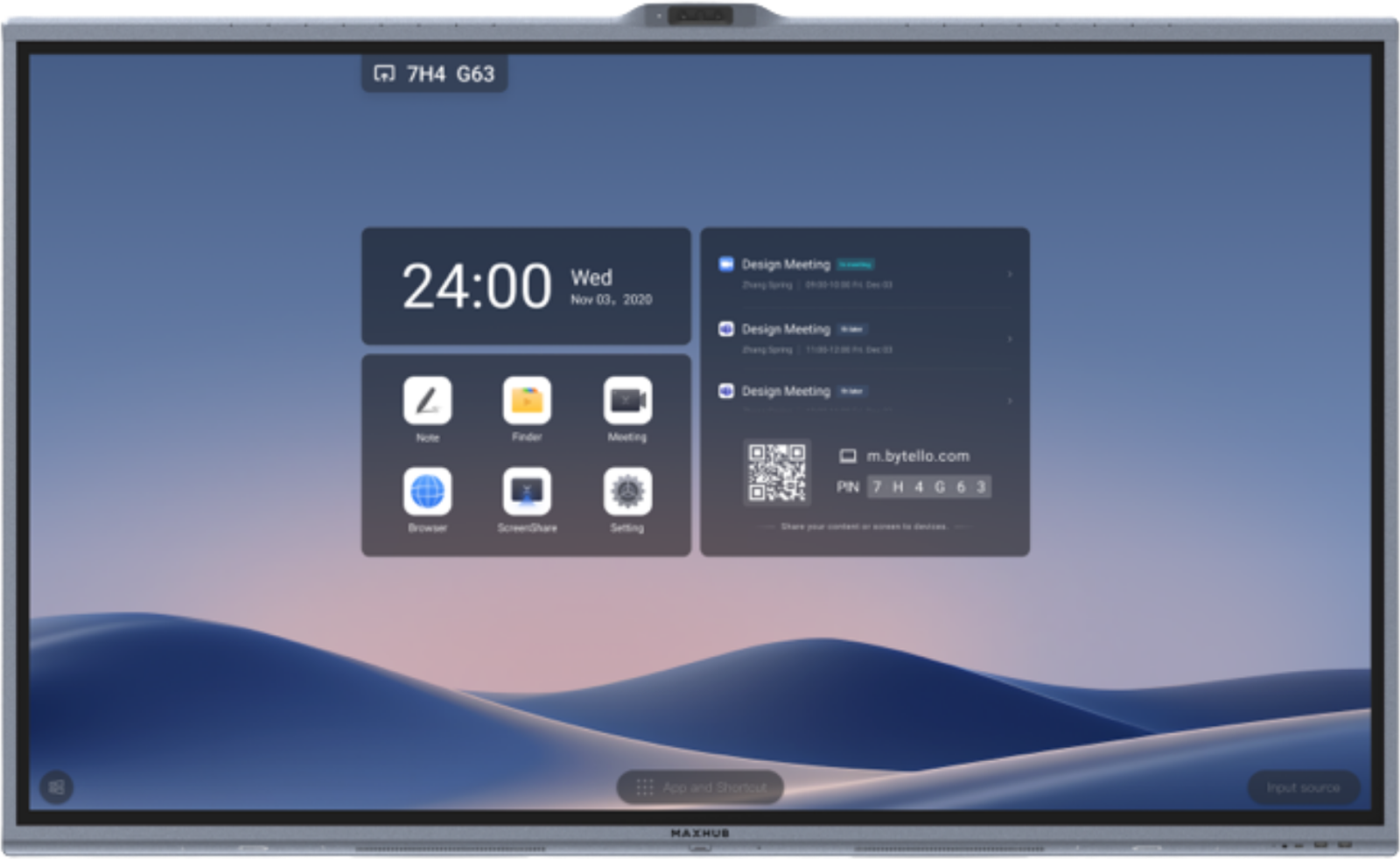 Interactive flat panel, front view