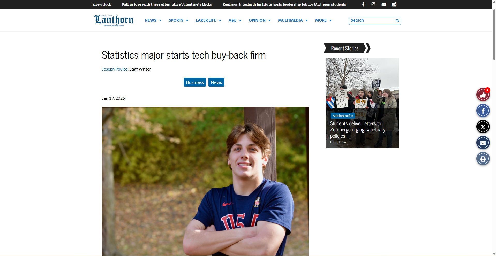 GR Tech Swap featured in The Lanthorn - Statistics major starts tech buy-back firm