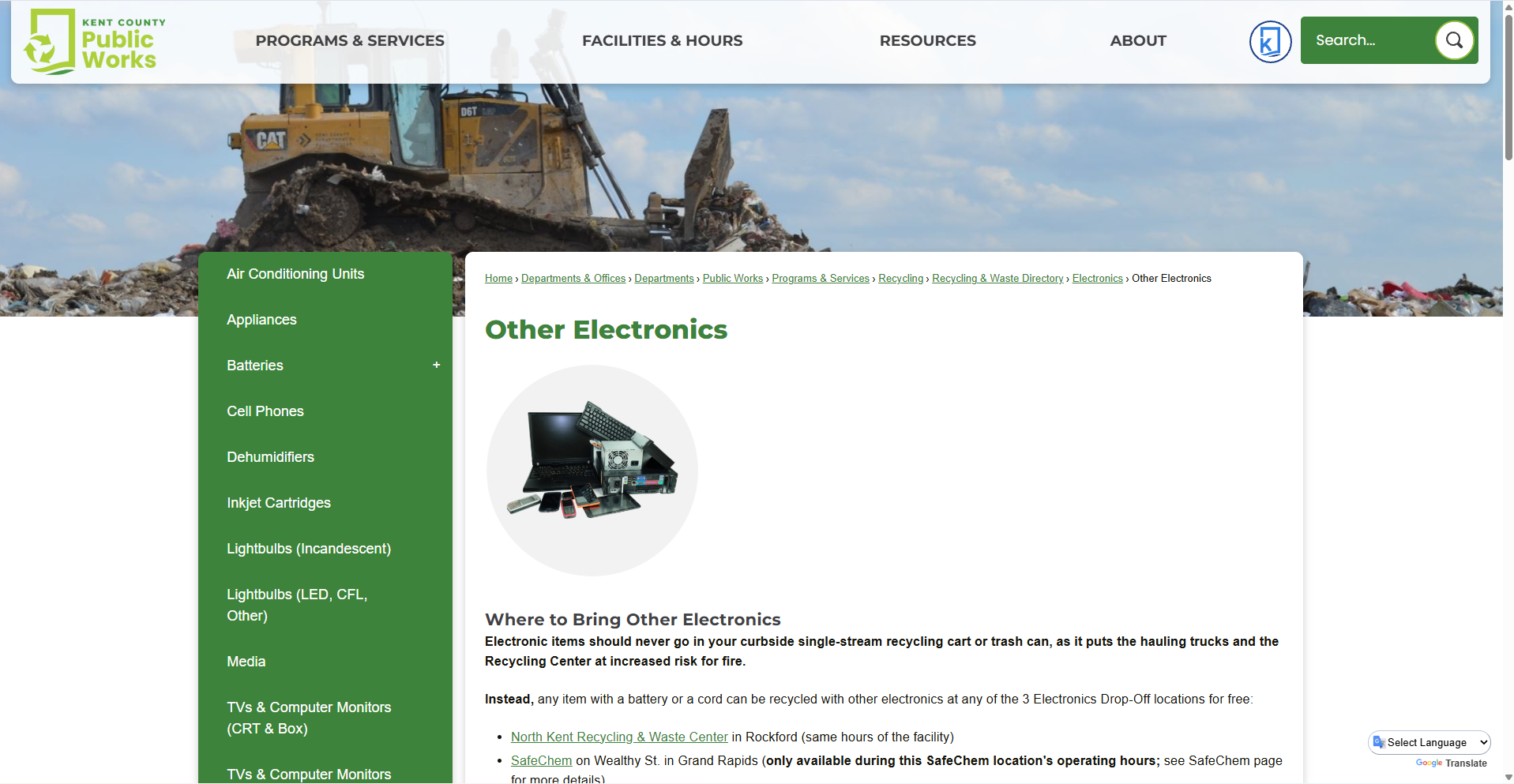 GR Tech Swap listed on Kent County Public Works as a recommended electronics and cell phone resale resource