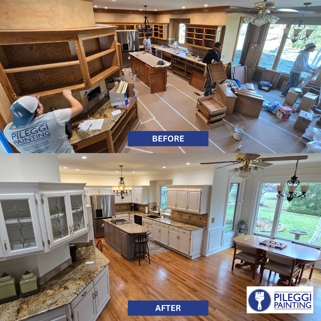 before and after kitchen painting in Johnson County