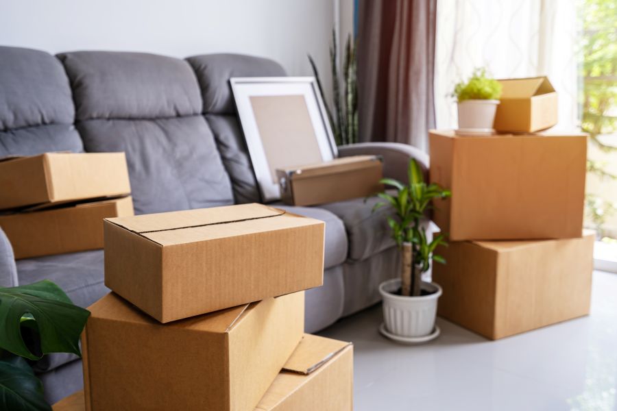 Boxes packed for a move