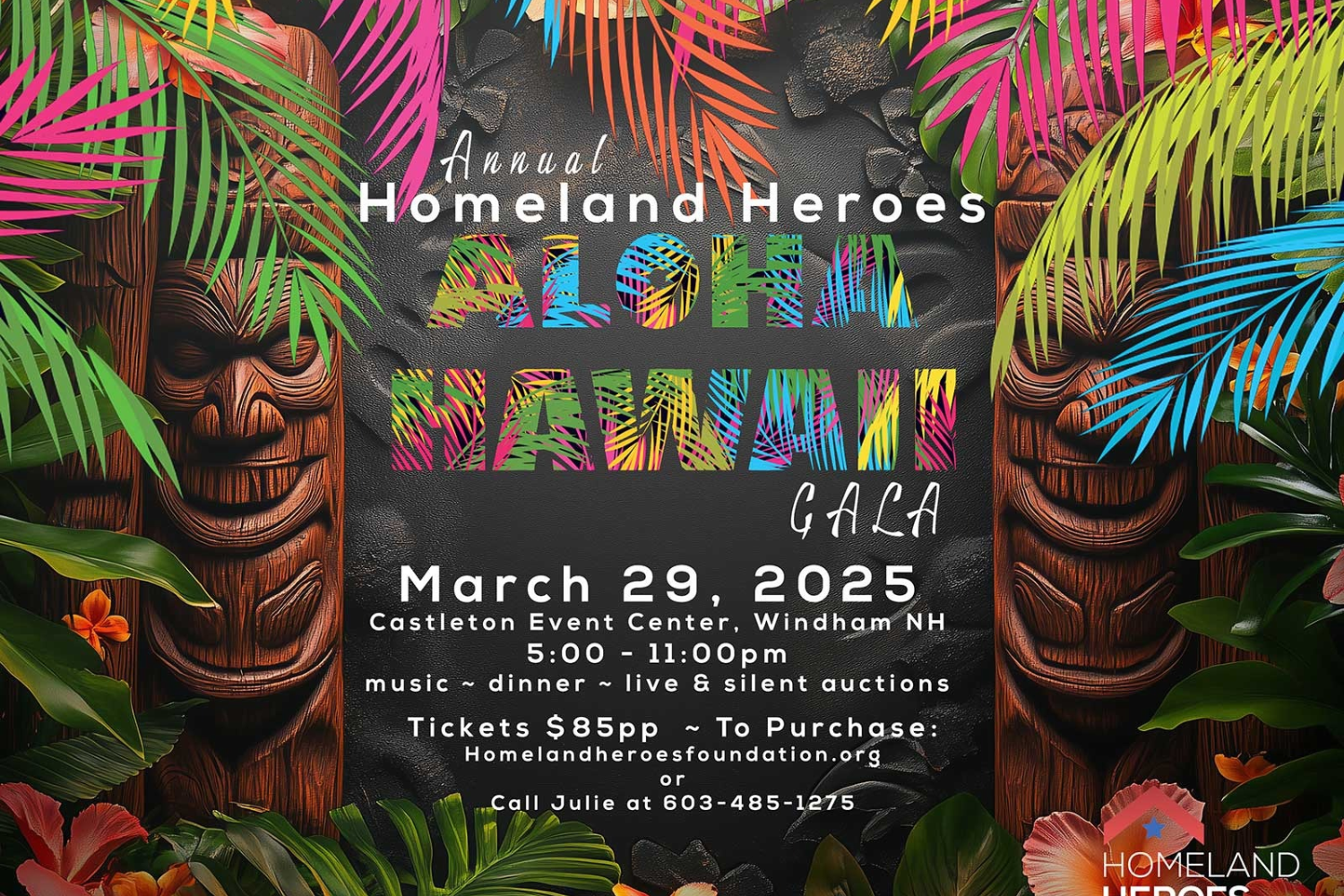 Aloha Hawaii Gala event graphic for Homeland Heroes Foundation.