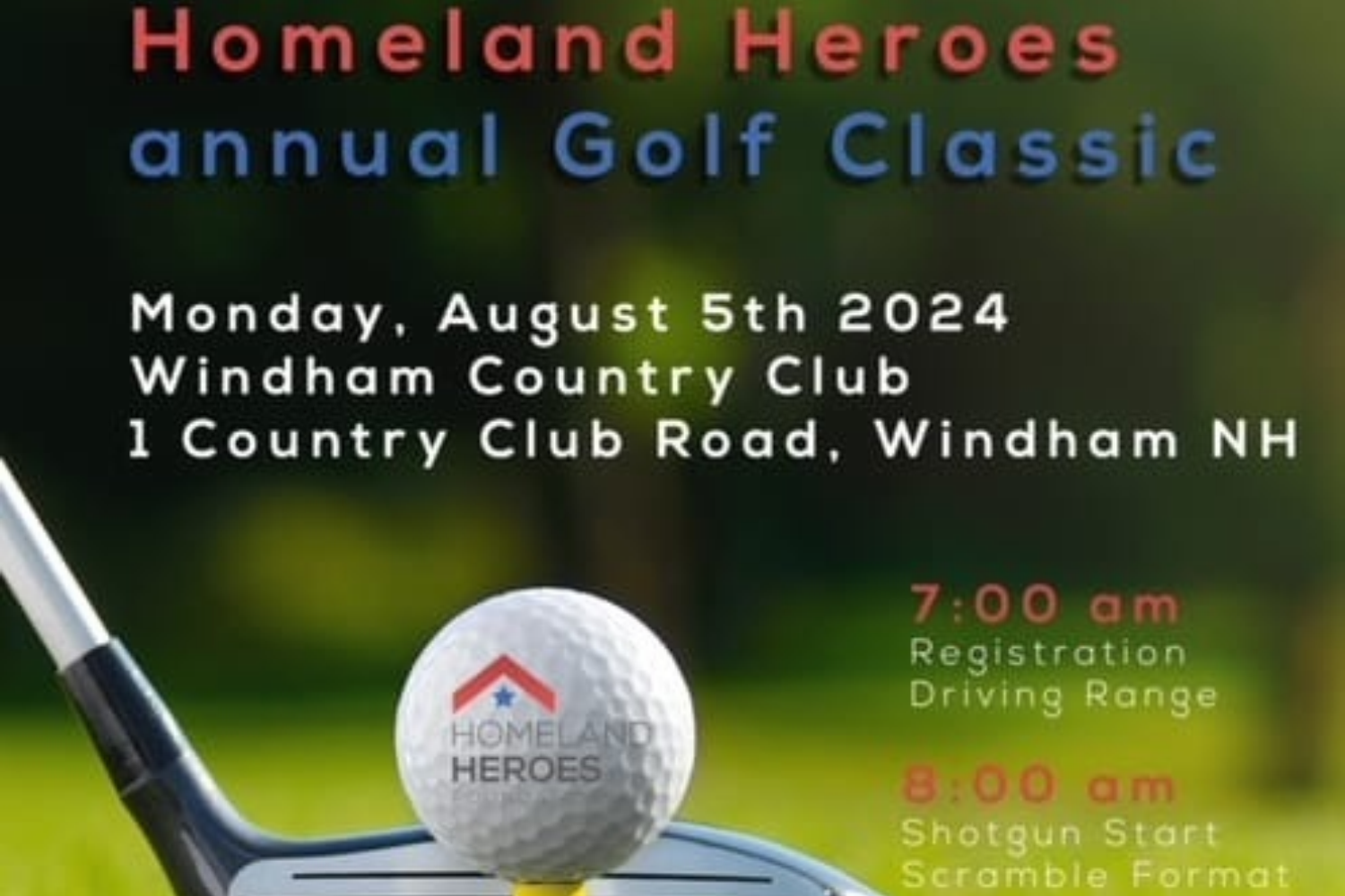 Homeland Heroes Annual Golf Tournament event graphic.