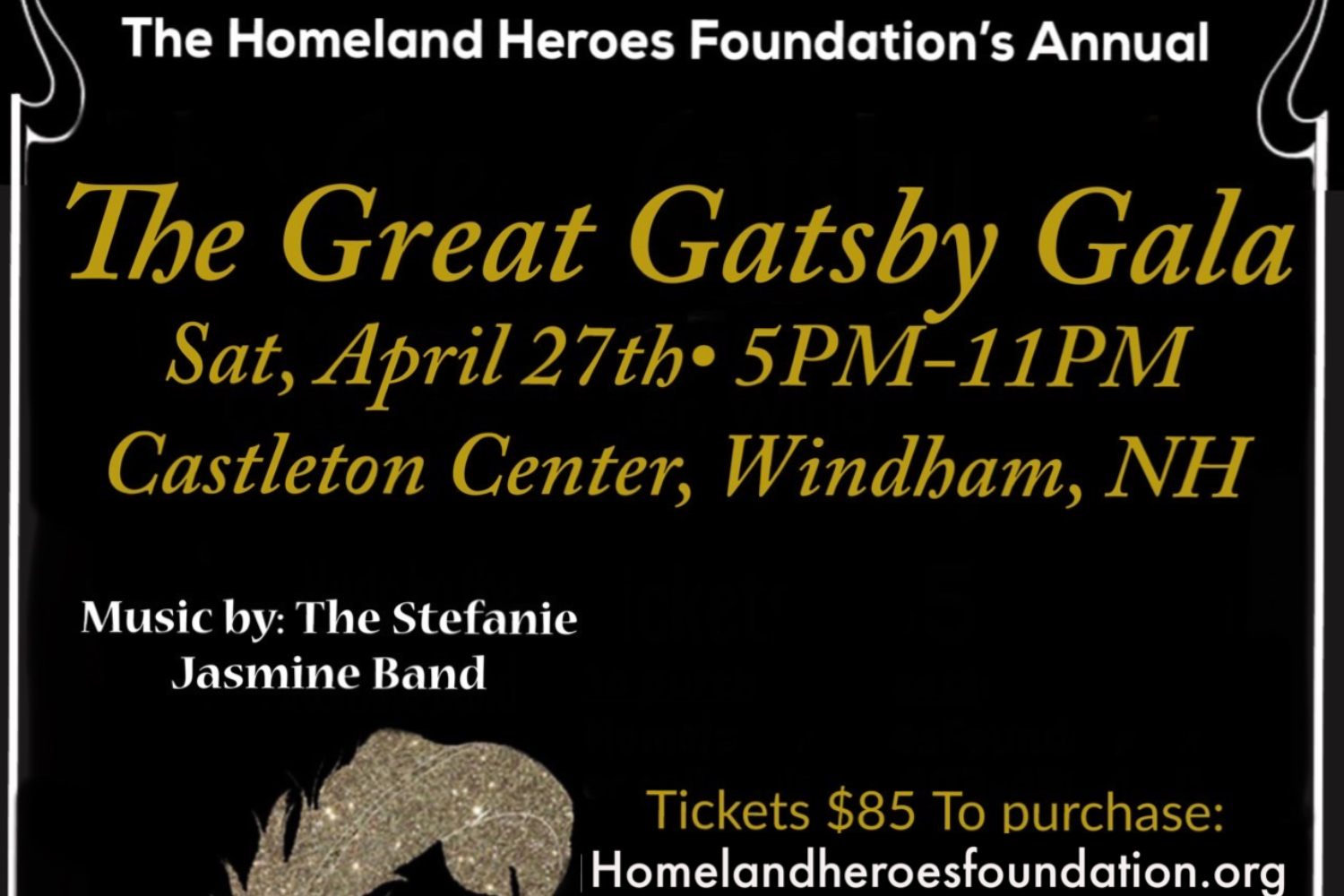 The Great Gatsby Gala event graphic for Homeland Heroes Foundation.