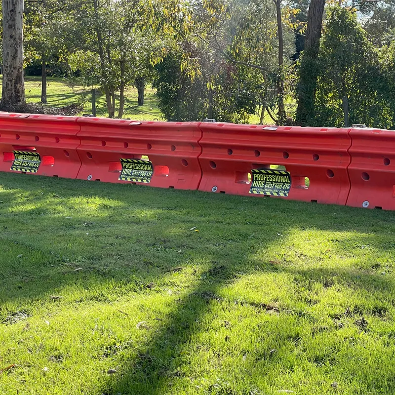 Water filled barriers placed around a Melbourne work zone