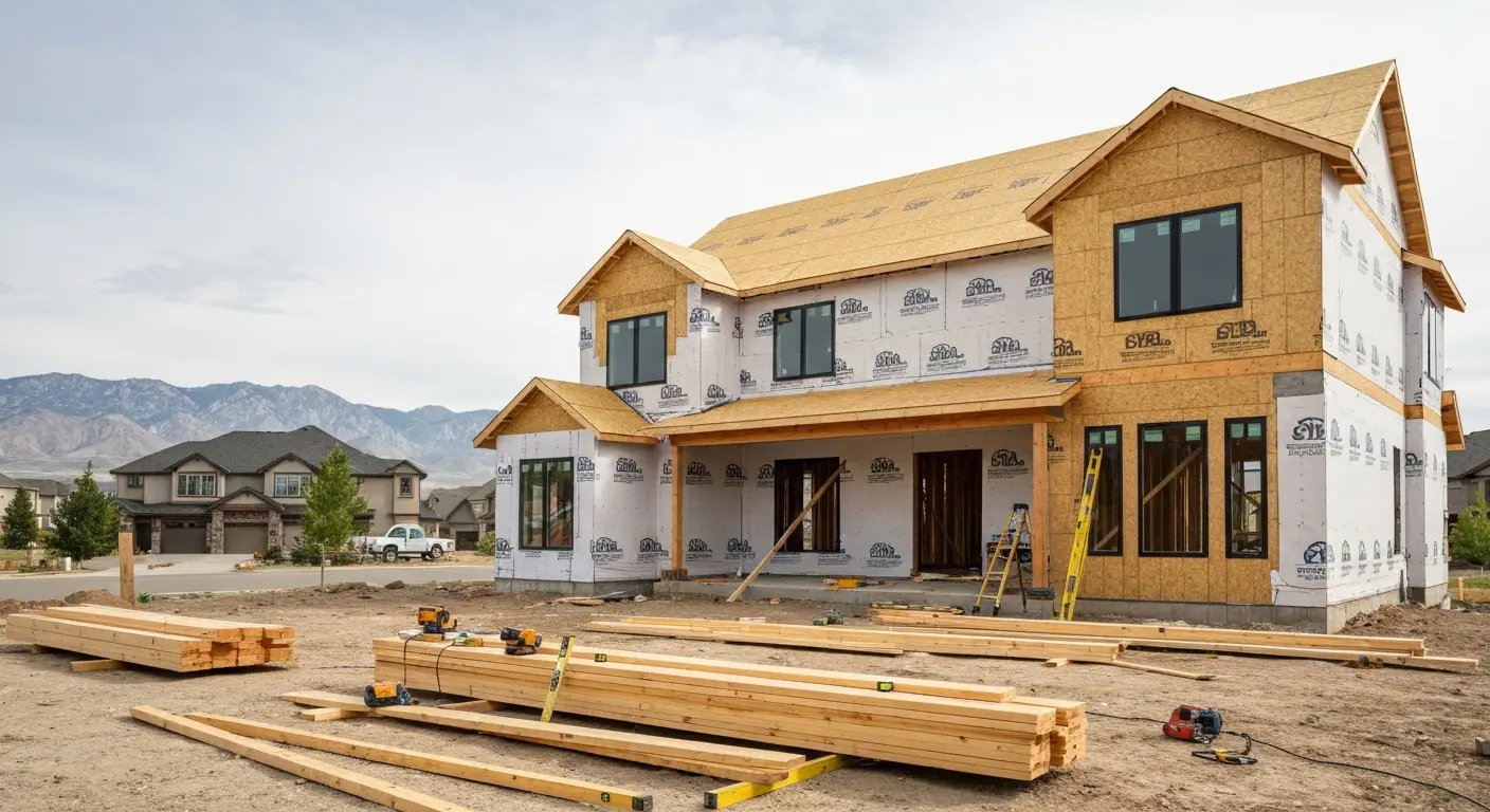 Custom home being built in Draper