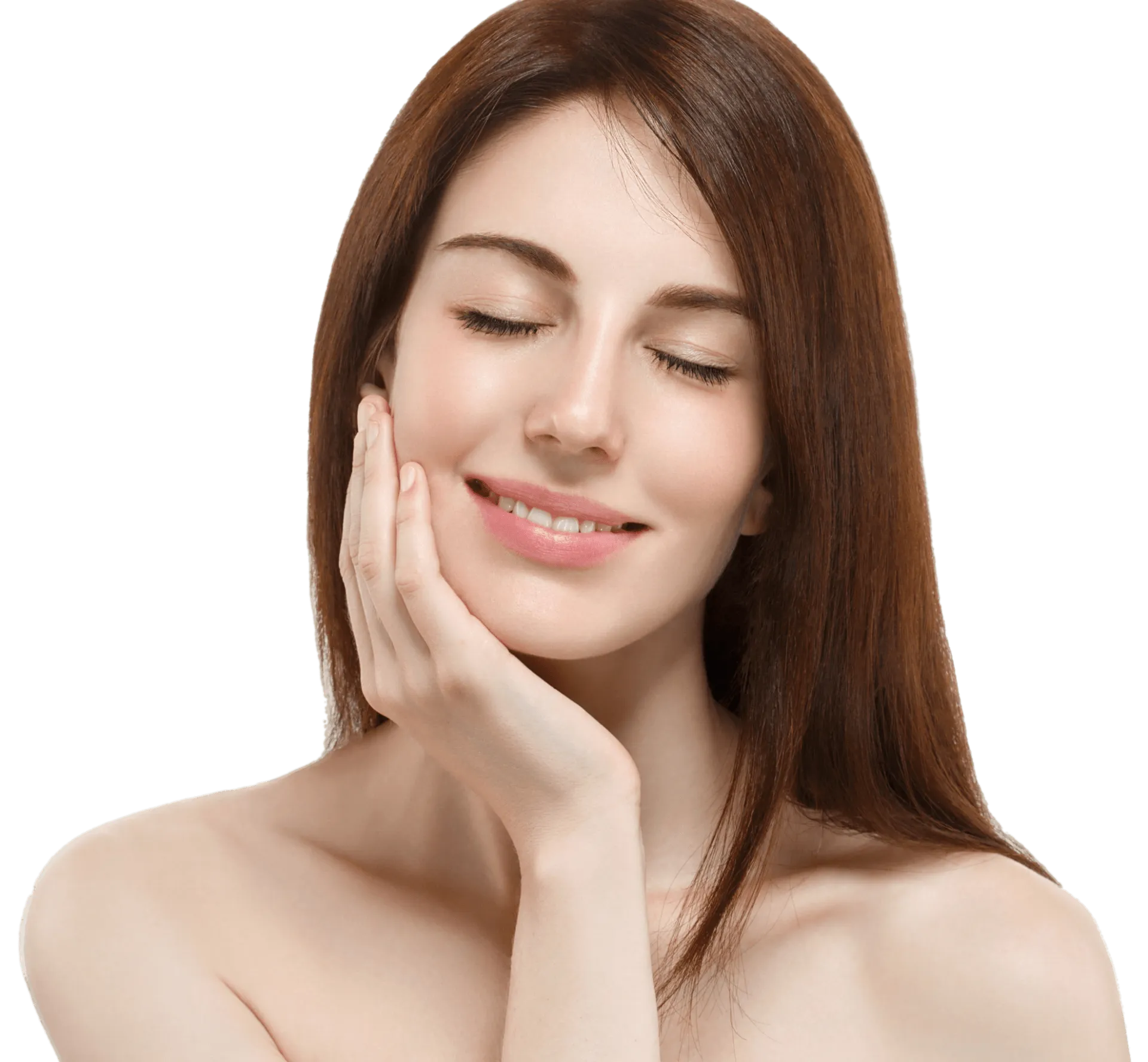 Close-up of a fine acupuncture needle being placed at a facial point during a cosmetic acupuncture treatment