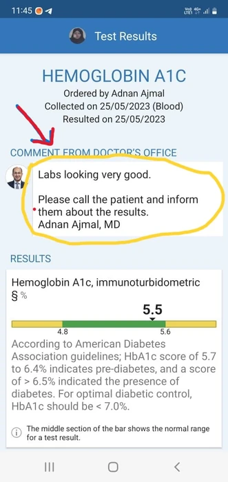 HbA1c blood report