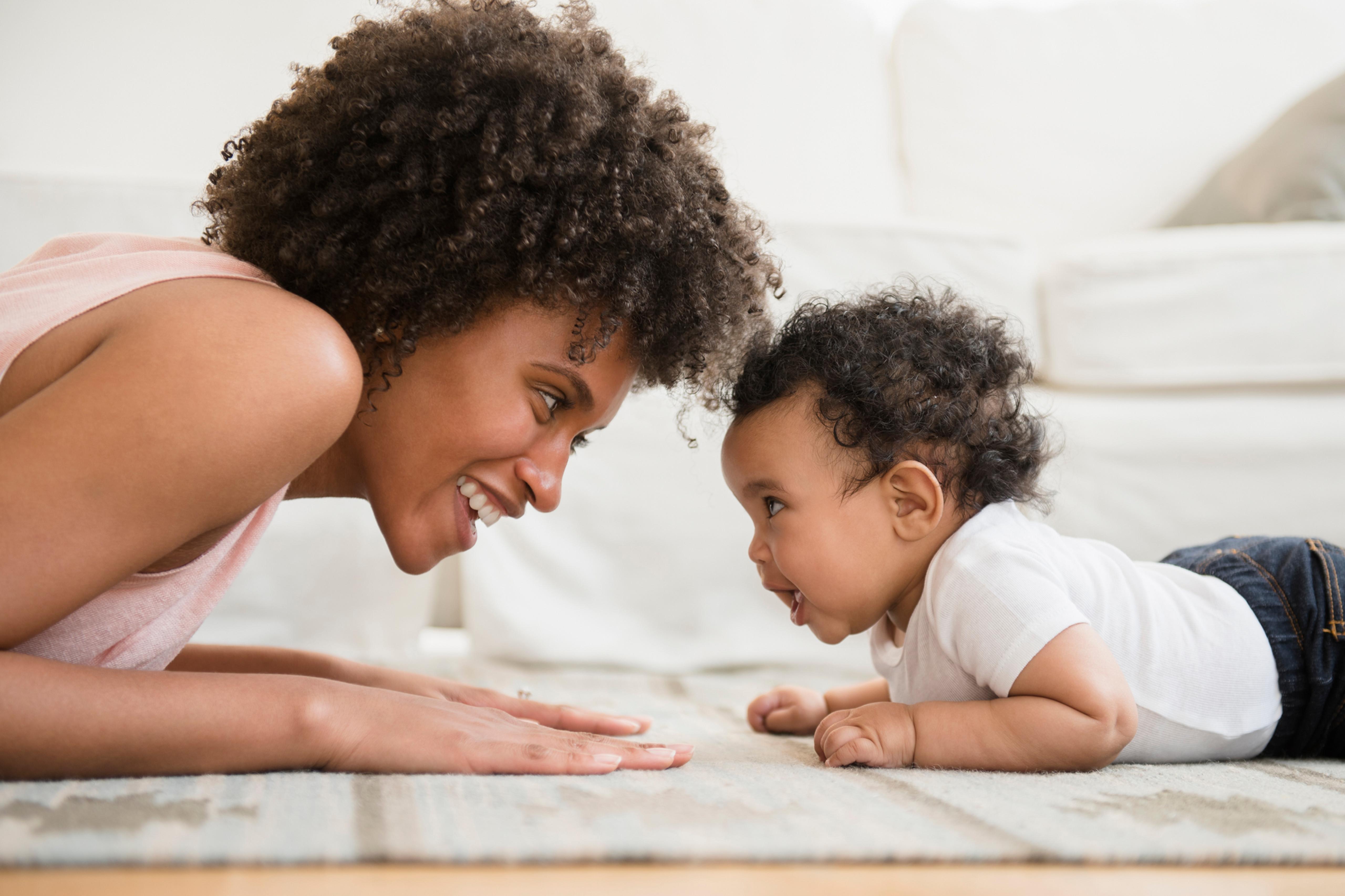 Mother connecting with her baby