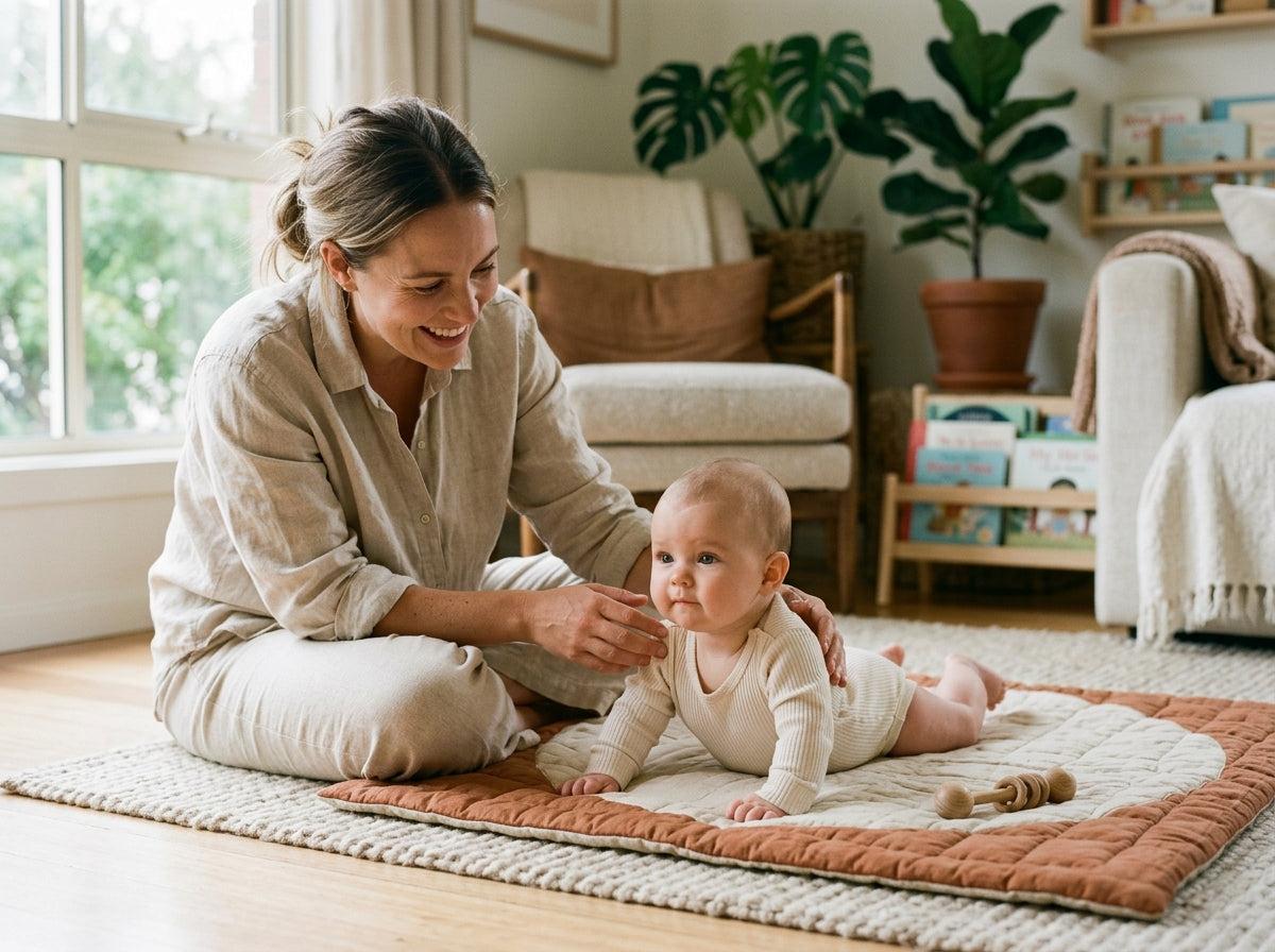 Caregiver playing intentionally with a baby