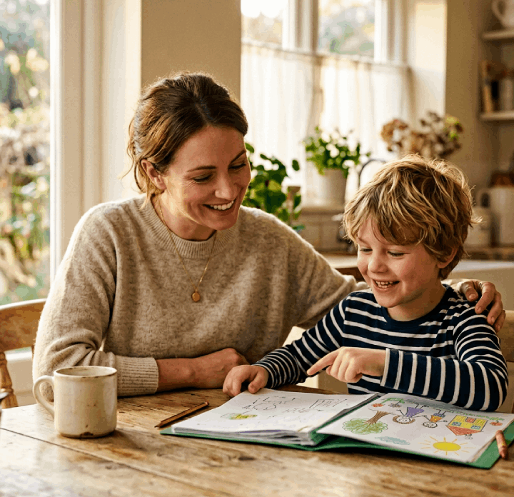 Young child around age three preparing for school