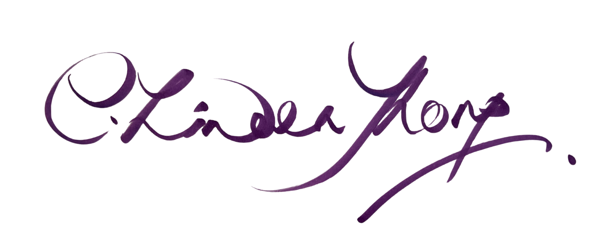 my personal signature in copper-plate handwriting. 