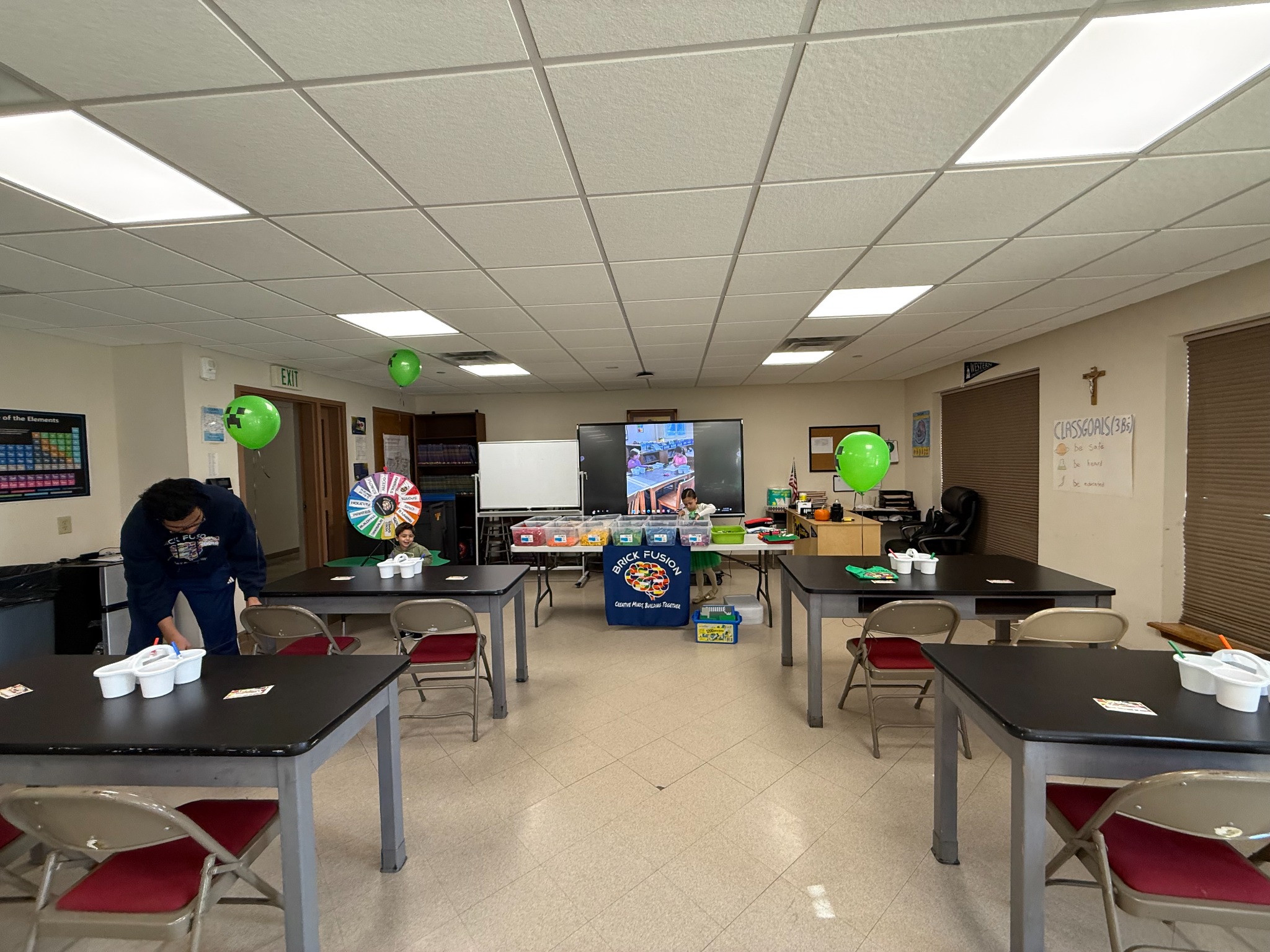 Another view of the birthday room and party table setup