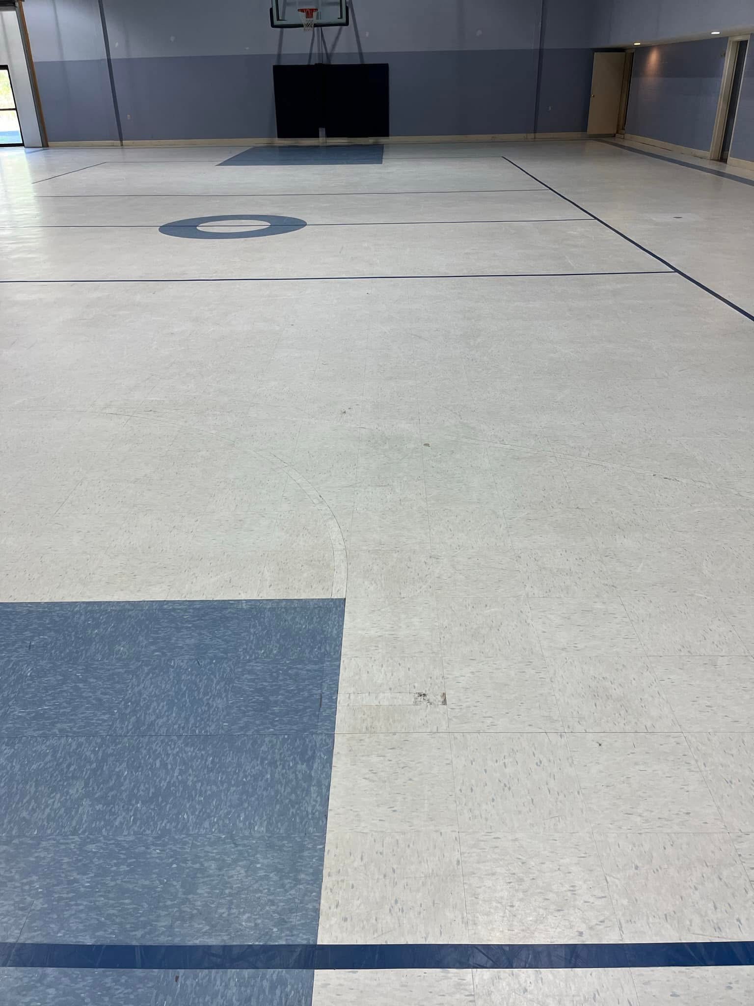 Commercial floor before stripping and waxing in Lake Charles