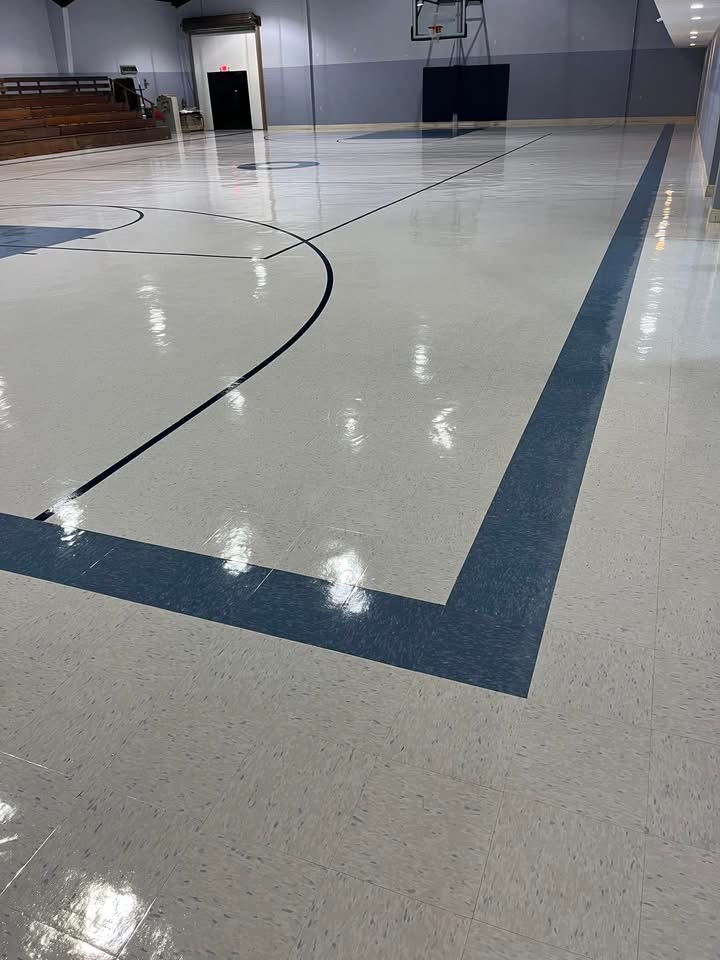 Polished commercial floor after stripping and waxing in Lake Charles