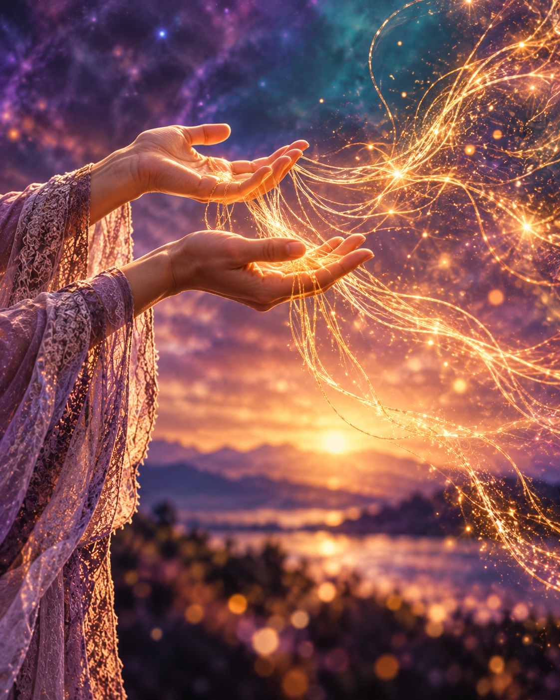 Figure letting go into golden light representing energetic release and healthy boundaries