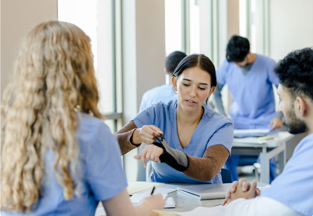 Medical students working on a project