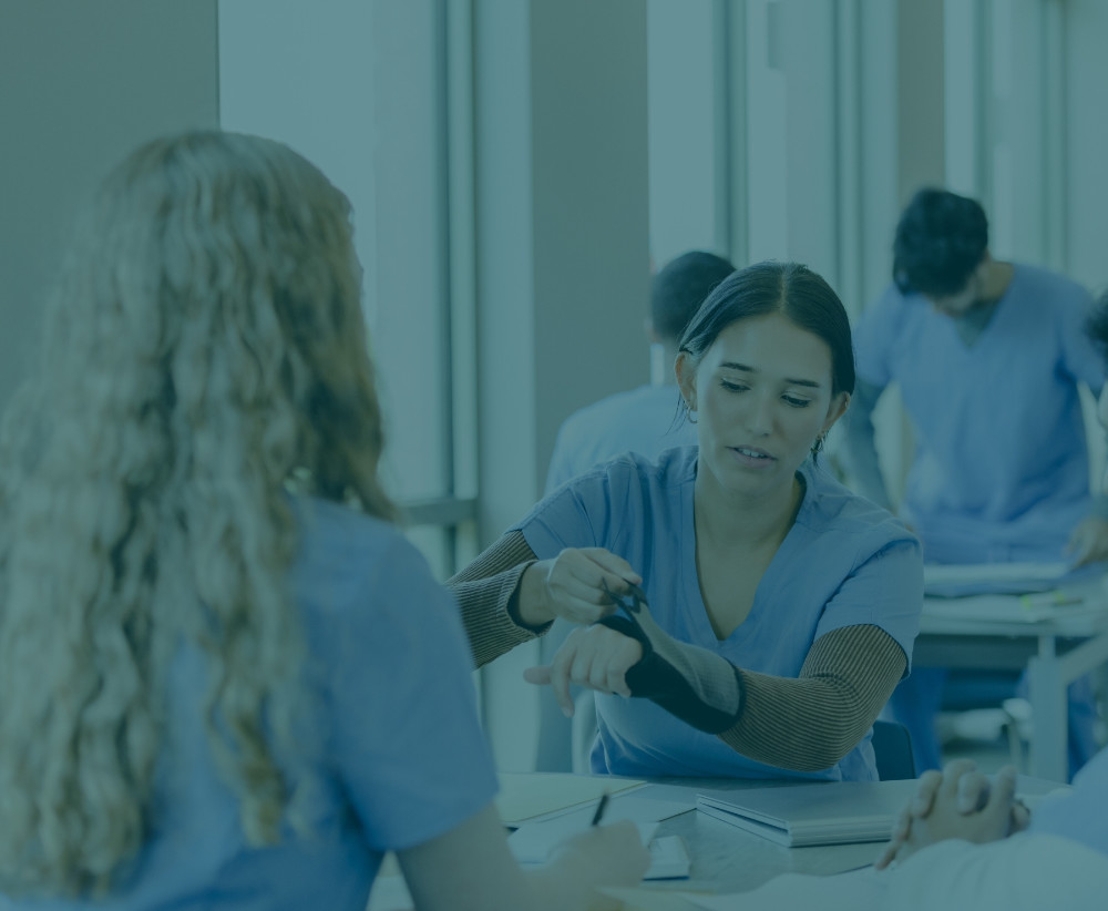 Med school students working on a project